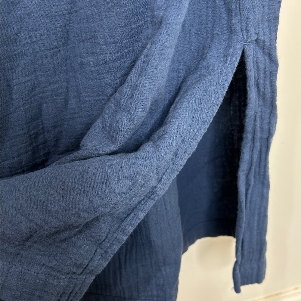 Pact Coastal Double Gauze Split Hem Pant Cotton Wide Leg Drawstring Blue XXL - Picture 8 of 15
